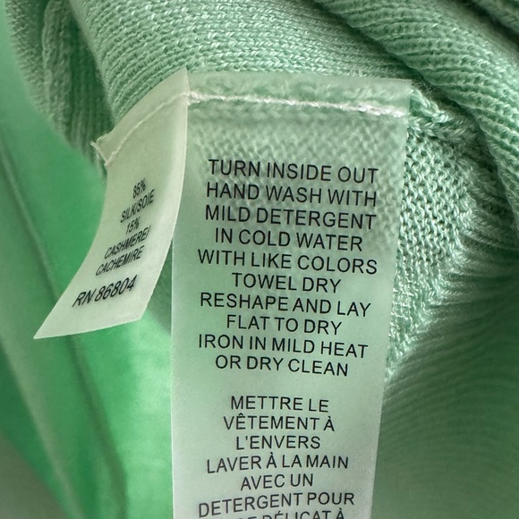 NWT Magaschoni Mint Green Open Front Longline Cardigan Sweater Cashmere Blend Lg - Picture 4 of 8